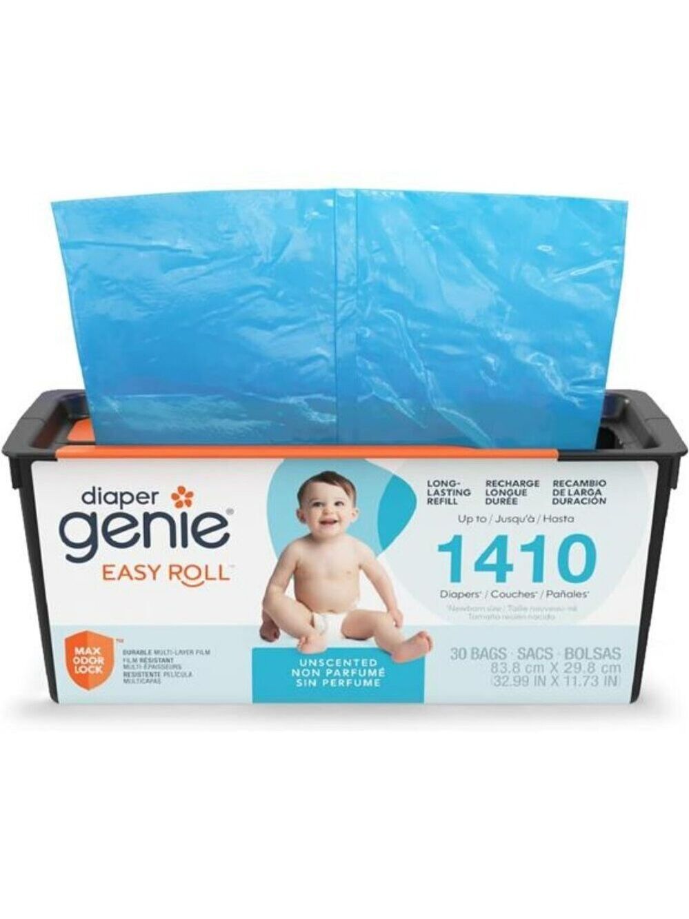 Diaper Pail Refill Bags 30 Count Fits Genie Signature Odor Control 1410 Diapers